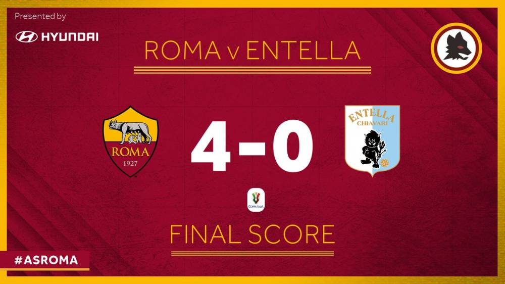 罗马主场4-0大胜恩泰拉，顺利晋级八强。