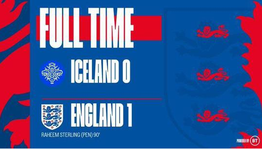 欧国联-英格兰1-0小胜冰岛 斯特林造点并罚入