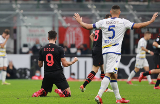 意甲-吉鲁破门卡斯蒂列霍造两球 米兰3-2逆转维罗纳