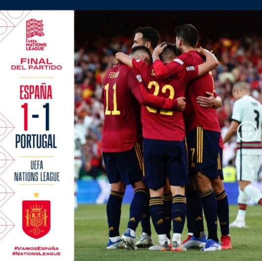 欧国联-西班牙1-1战平葡萄牙 莫拉塔反击破门霍尔塔扳平