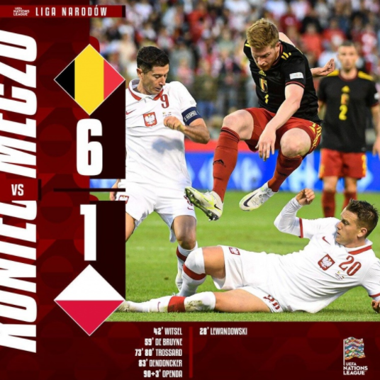 欧国联-比利时6-1大胜波兰 特罗萨德神仙球梅开二度