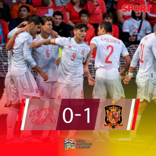 欧国联-瑞士0-1负西班牙 萨拉维亚破僵略伦特献助攻
