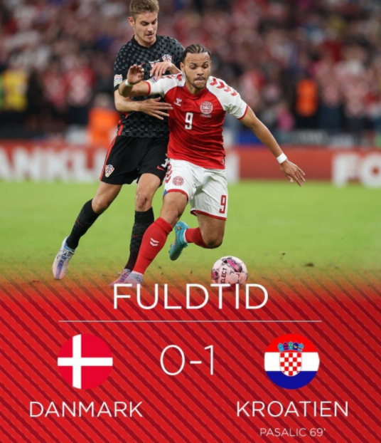 欧国联-丹麦0-1负克罗地亚 帕萨利奇进球科内柳斯造险