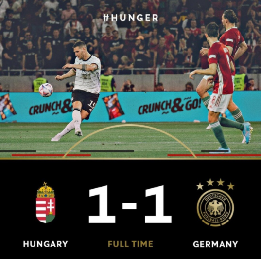 欧国联-德国1-1匈牙利三连平 佐尔特-纳吉破门霍夫曼扳平+失单刀