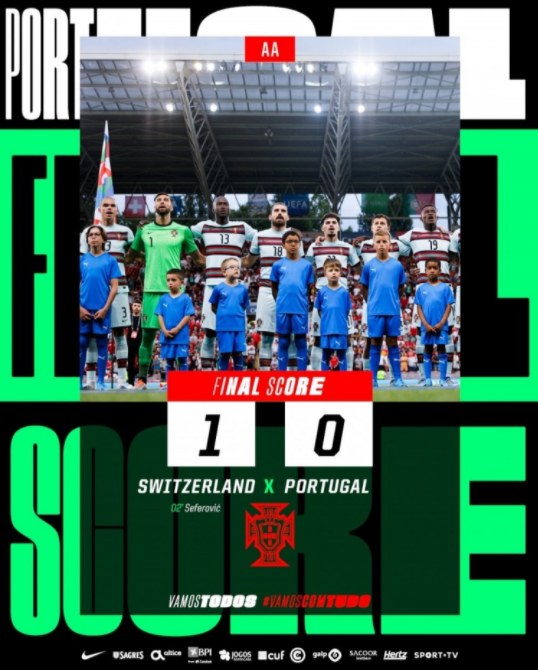 欧国联-葡萄牙0-1不敌瑞士 塞费洛维奇闪击奥姆林多次扑救