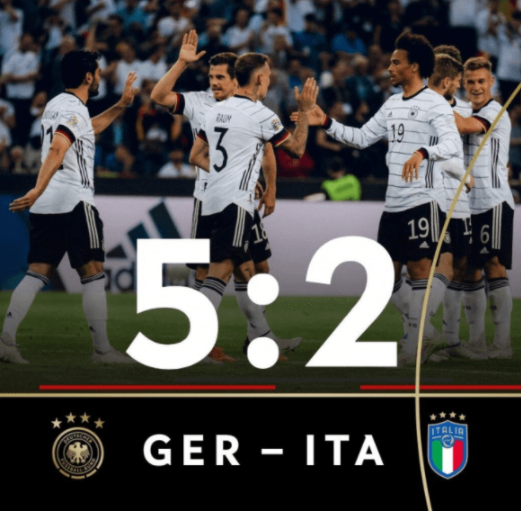 欧国联-德国5-2大胜意大利 维尔纳双响穆勒基米希建功