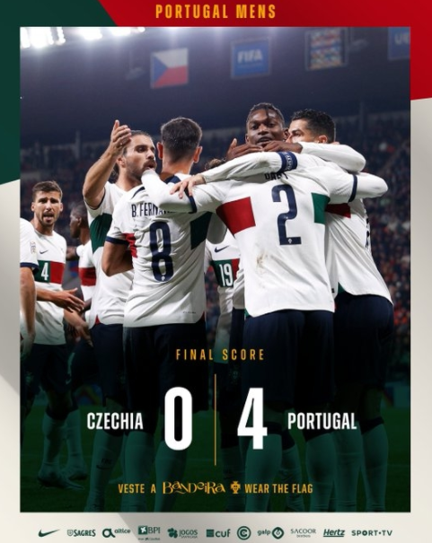 欧国联-葡萄牙4-0捷克升榜首 C罗送点+献助攻达洛特双响B费传射