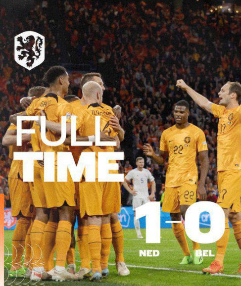 欧国联-荷兰1-0战胜比利时小组头名晋级 范戴克破门制胜