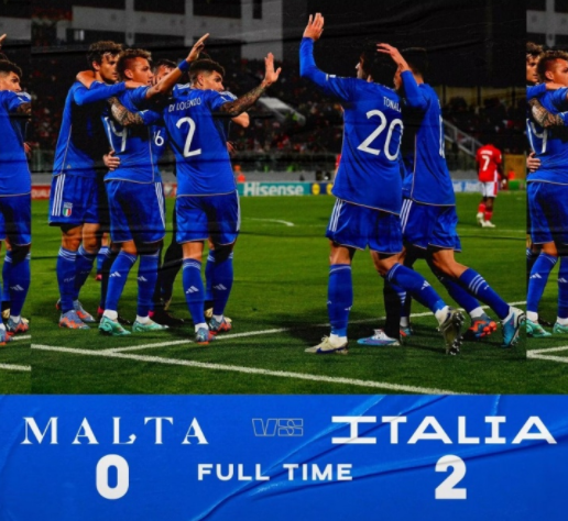 欧预赛：马耳他0-2负意大利 托纳利助攻双响，雷特吉破门