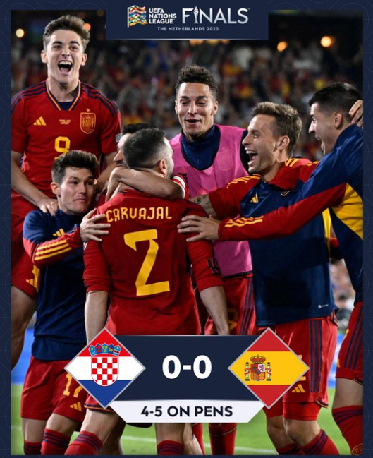 欧国联-西班牙点球大战5-4力克克罗地亚夺冠 乌奈-西蒙两扑点