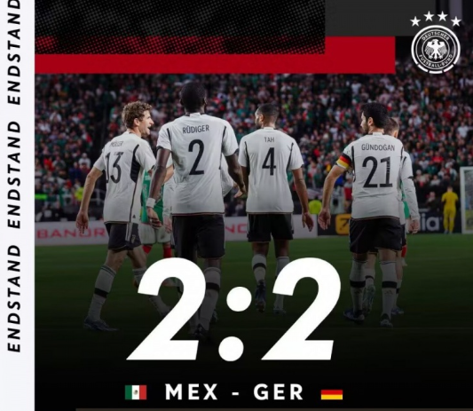 友谊赛-吕迪格破门菲尔克鲁格替补救主 德国2-2战平墨西哥