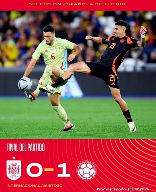 友谊赛-西班牙0-1不敌哥伦比亚 迪亚斯献精彩助攻制胜17岁库巴西首秀